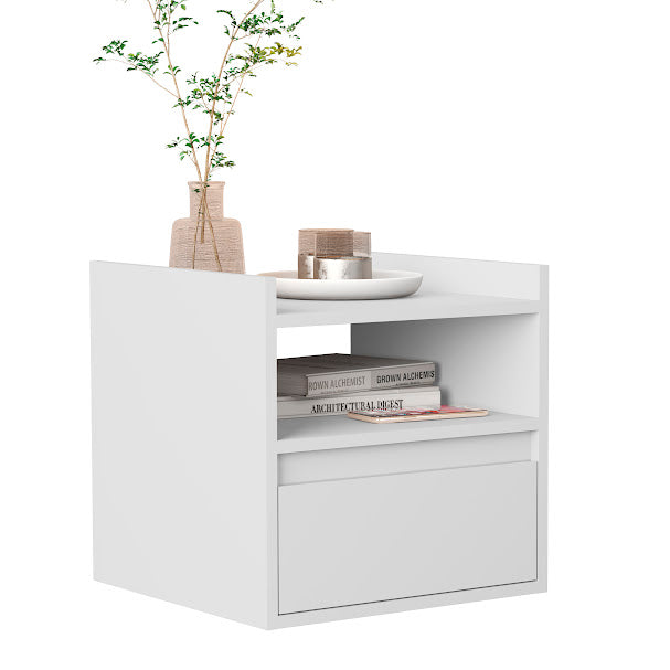 Mesa de Cabeceira Suspensa Retrô com 1 Gaveta e Nicho – LUNA