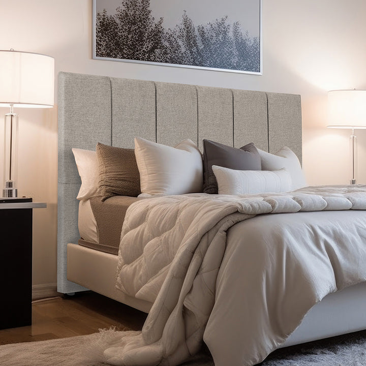 Cabeceira Estofada com Pé em Tecido Linho - Design Premium e Exclusivo - Cores e Medidas