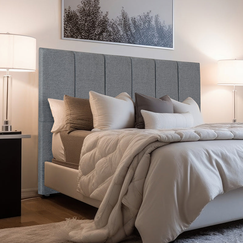 Cabeceira Estofada com Pé em Tecido Linho - Design Premium e Exclusivo - Cores e Medidas