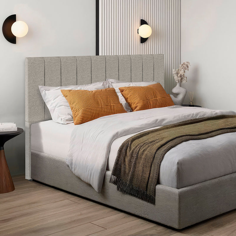 Cabeceira Estofada com Pé em Tecido Linho - Design Premium e Exclusivo - Cores e Medidas