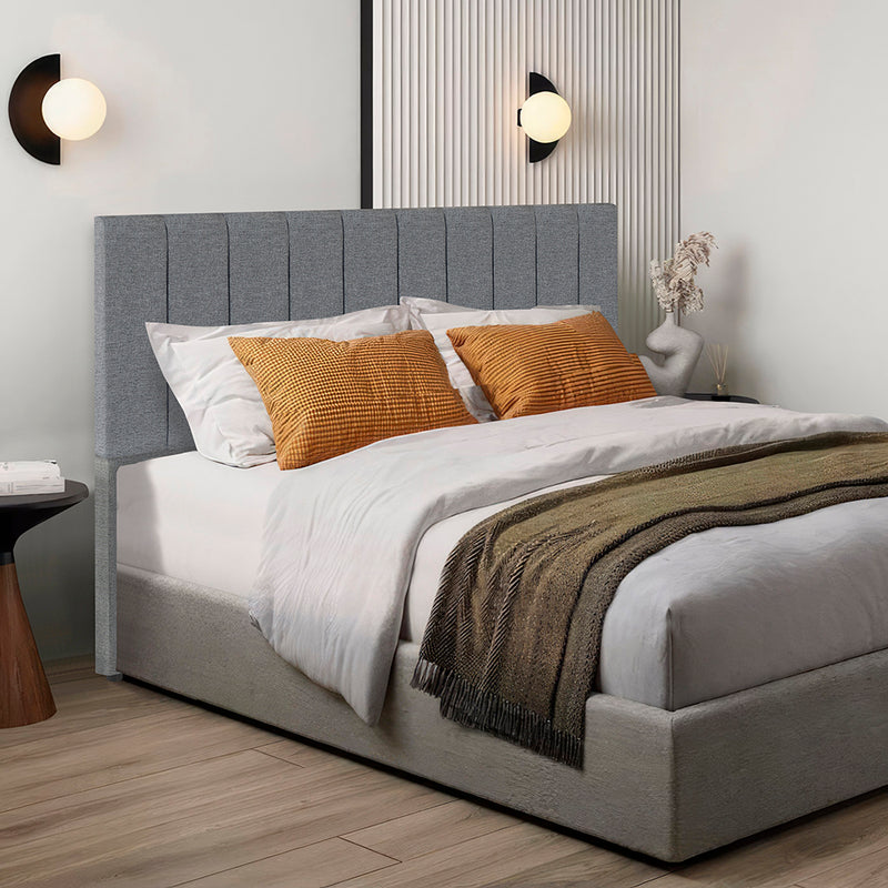 Cabeceira Estofada com Pé em Tecido Linho - Design Premium e Exclusivo - Cores e Medidas