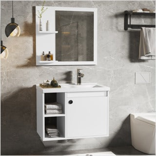 CONJUNTO GABINETE COM ESPELHEIRA E CUBA PARA BANHEIRO 60CM ADONIS - VARIAS CORES - MDF/MDP/MARMORE SINTETICO