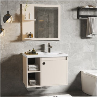 CONJUNTO GABINETE COM ESPELHEIRA E CUBA PARA BANHEIRO 60CM ADONIS - VARIAS CORES - MDF/MDP/MARMORE SINTETICO