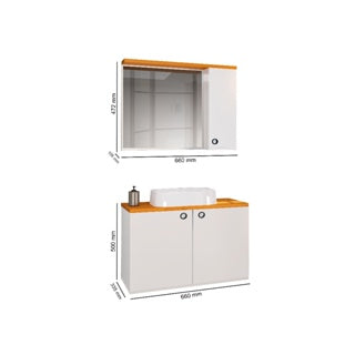 Conjunto Gabinete Banheiro Madri Com Cuba Cores