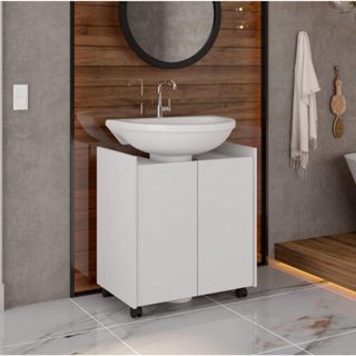 Gabinete Armário Banheiro Pia De Coluna Eccos - Branco