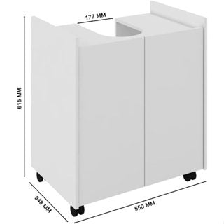 Gabinete Armário Banheiro Pia De Coluna Eccos - Branco