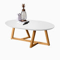 Mesa de Centro Sala Classic Oval com Pés em Madeira Maciça