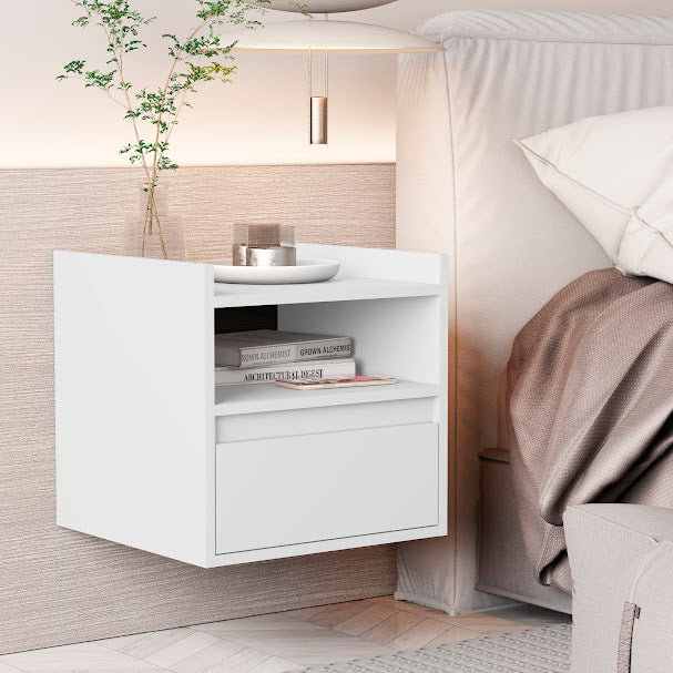 Mesa de Cabeceira Suspensa Retrô com 1 Gaveta e Nicho – LUNA