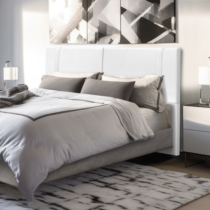 Cabeceira Estofada Valência com Pé em tecido Corino - Exclusivo Premium - 100% Madeira - Cores e Medidas