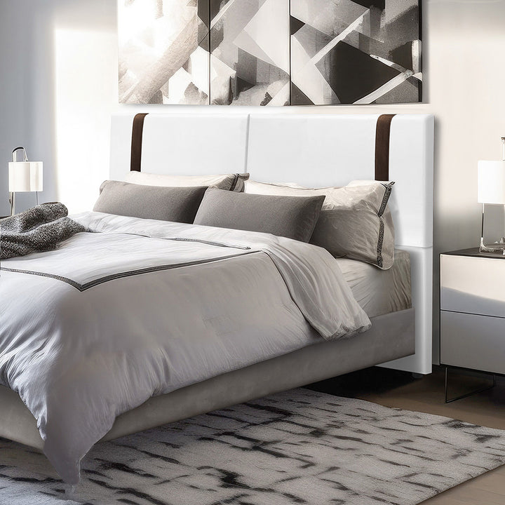 Cabeceira Estofada Valência com Pé em tecido Corino - Exclusivo Premium - 100% Madeira - Cores e Medidas