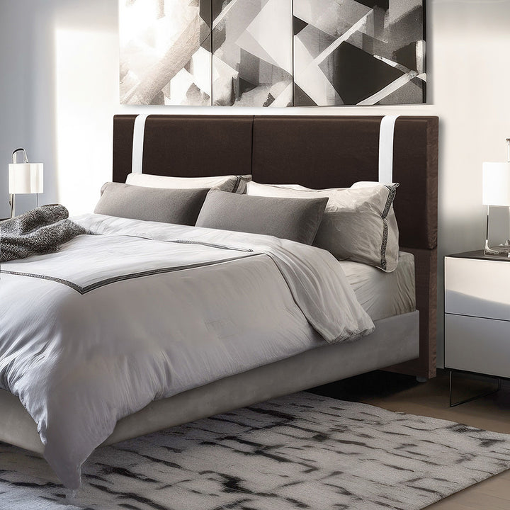 Cabeceira Estofada Valência com Pé em tecido Corino - Exclusivo Premium - 100% Madeira - Cores e Medidas