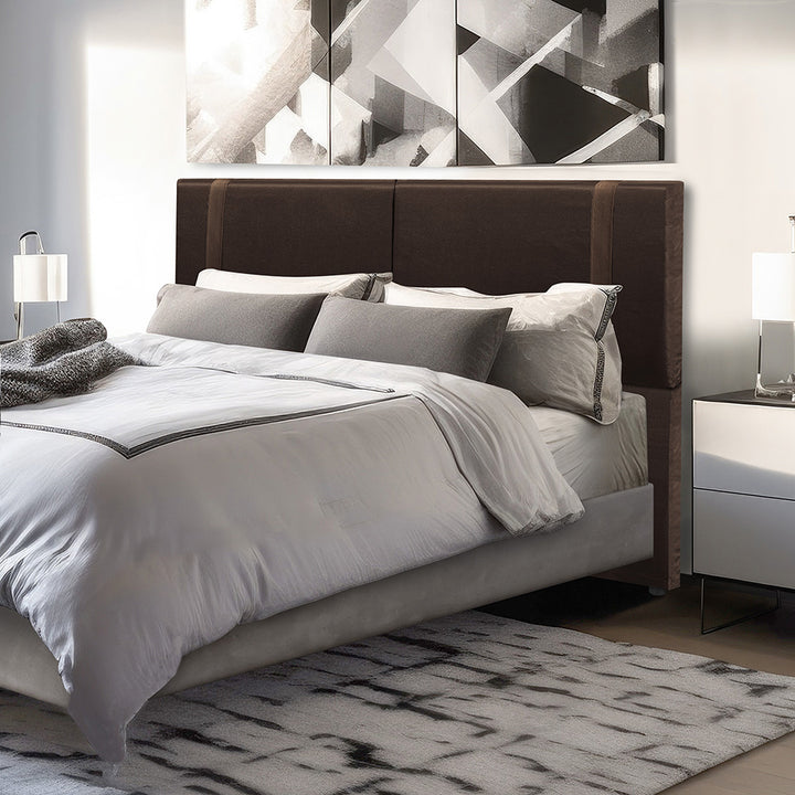 Cabeceira Estofada Valência com Pé em tecido Corino - Exclusivo Premium - 100% Madeira - Cores e Medidas