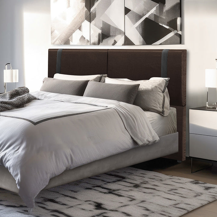 Cabeceira Estofada Valência com Pé em tecido Corino - Exclusivo Premium - 100% Madeira - Cores e Medidas