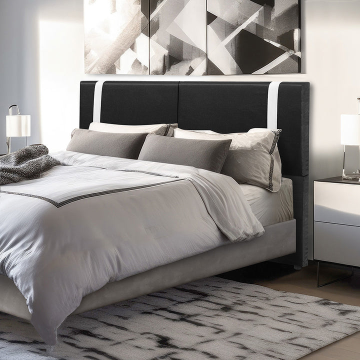 Cabeceira Estofada Valência com Pé em tecido Corino - Exclusivo Premium - 100% Madeira - Cores e Medidas