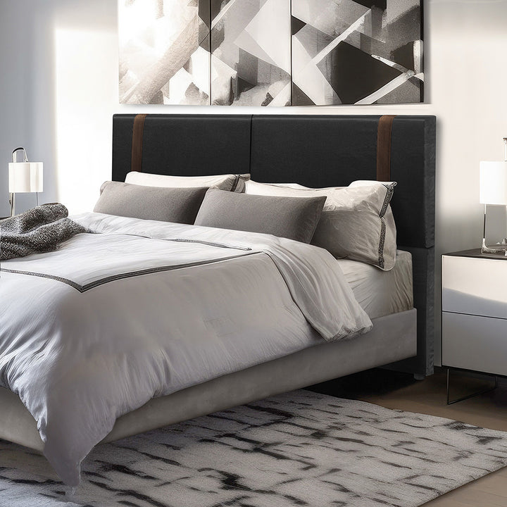 Cabeceira Estofada Valência com Pé em tecido Corino - Exclusivo Premium - 100% Madeira - Cores e Medidas