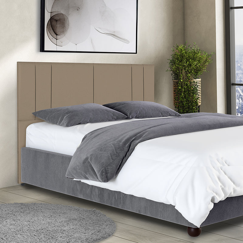 Cabeceira Estofada com Pé em Tecido Linho - Design Premium e Exclusivo - Cores e Medidas