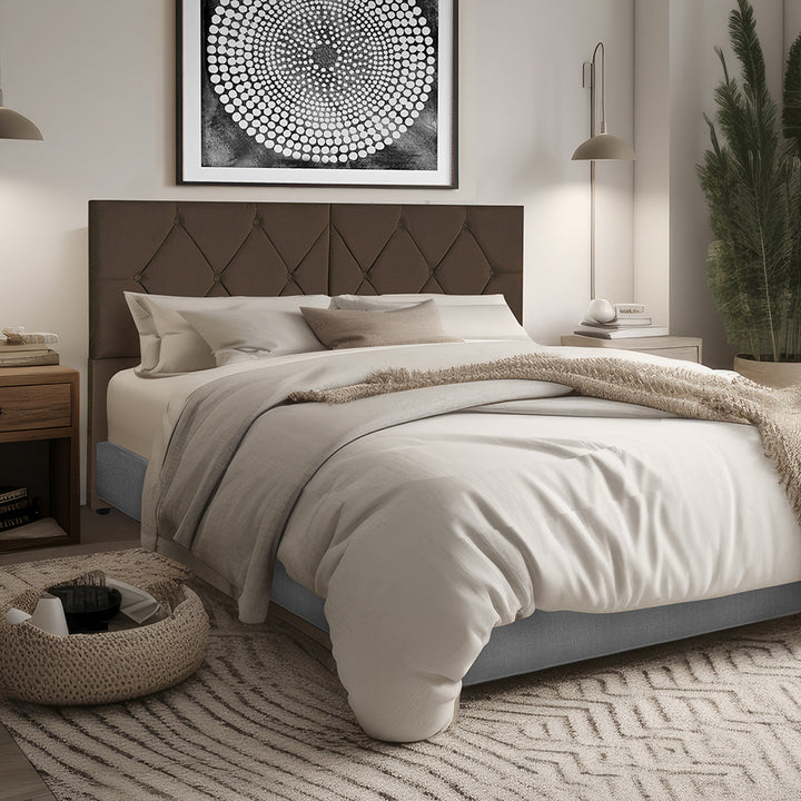 Cabeceira com pé  para cama box  em Tecido Suede- Cores , Medidas e Modelos