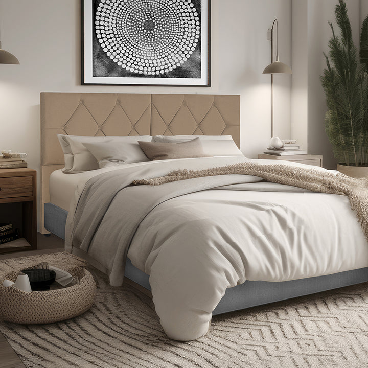 Cabeceira com pé  para cama box  em Tecido Suede- Cores , Medidas e Modelos