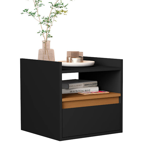 Mesa de Cabeceira Suspensa Retrô com 1 Gaveta e Nicho – LUNA