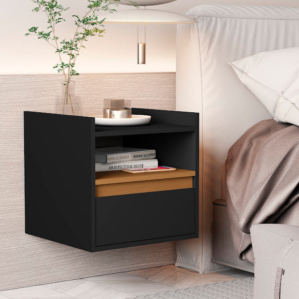 Mesa de Cabeceira Suspensa Retrô com 1 Gaveta e Nicho – LUNA